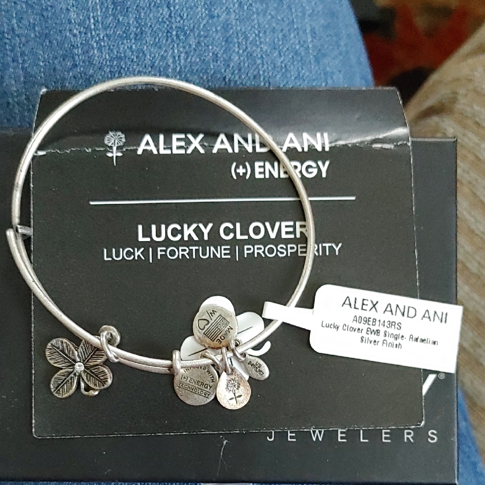 Alex and Ani Silver Lucky Clover Charm Bracelet